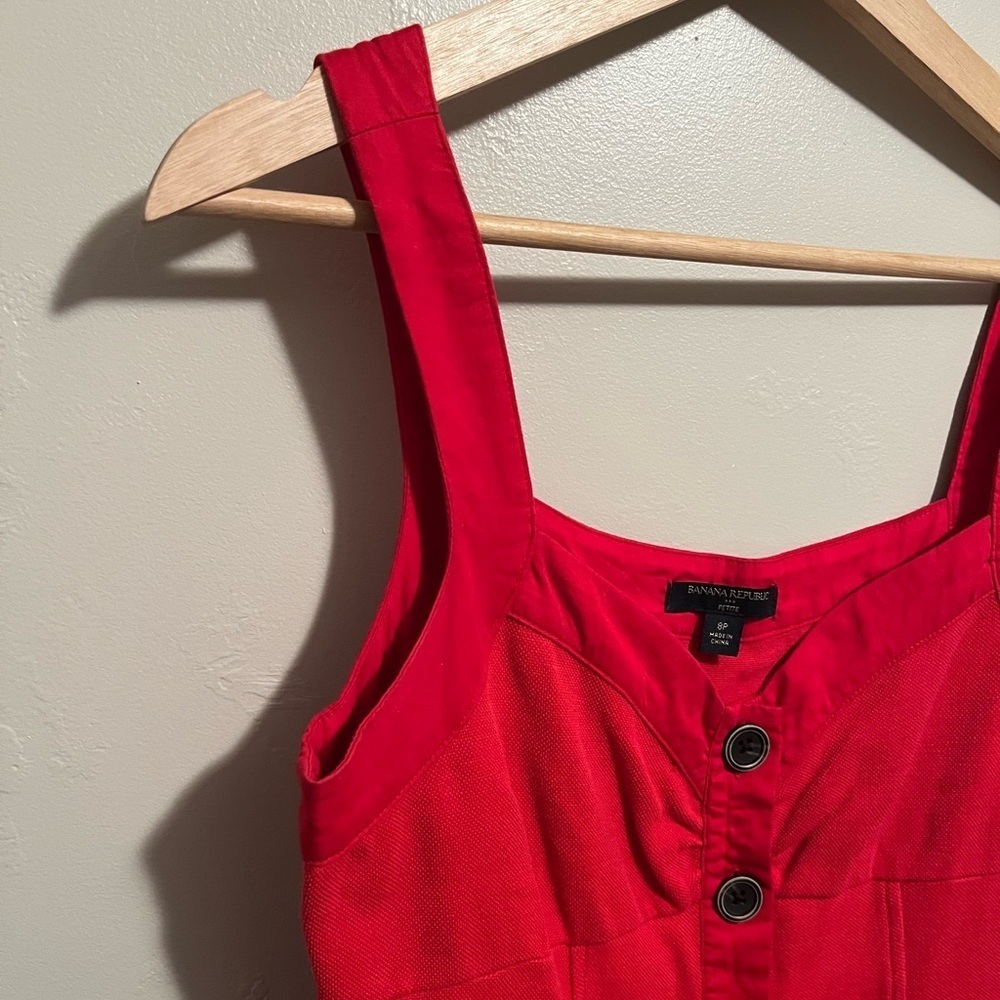 Banana Republic Seamed Button Down Red Mini Dress Size 8P Preppy Cocktail Hour - Picture 7 of 13